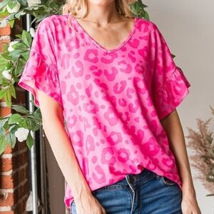 New Heimish Pink Animal Print Top